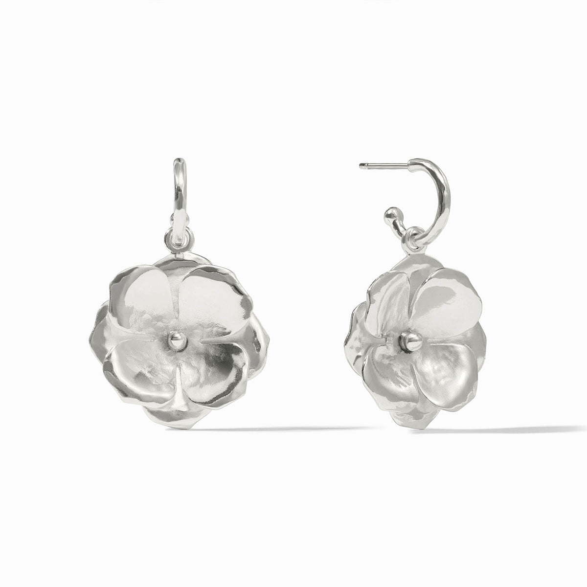 Pure silver plated hoop earring with charm detail