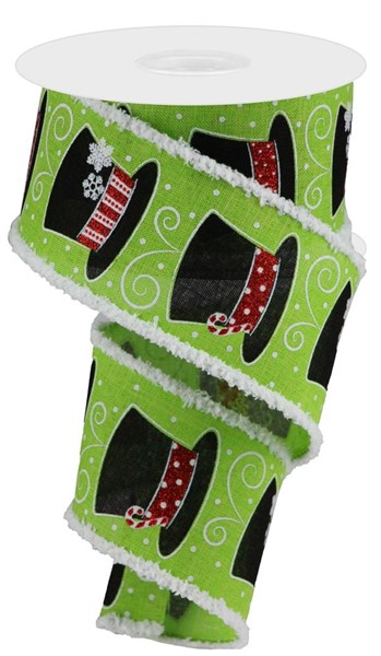 A spool of white polyester drift ribbon featuring a snowman pattern.