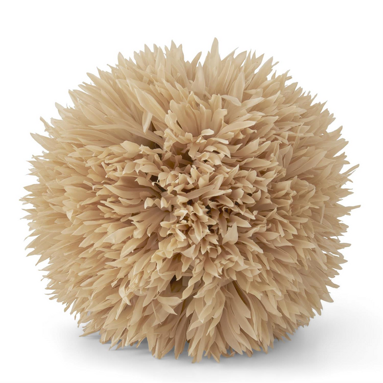 Tan Allium Ball decorative sphere with layered fabric petals in a neutral beige tone.