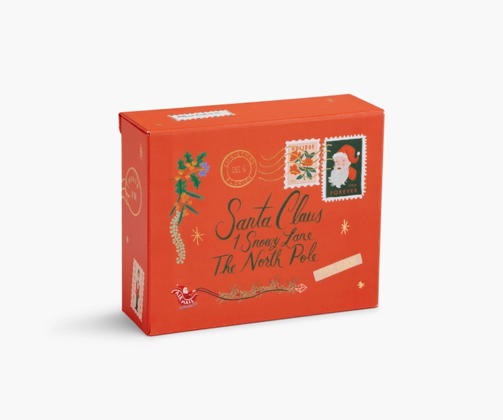 Holiday Essential Card Box in festive red with gold accents.