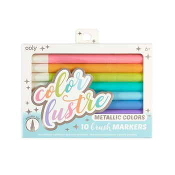 Color Lustre Metallic Brush Markers in assorted metallic shades with brush tips
