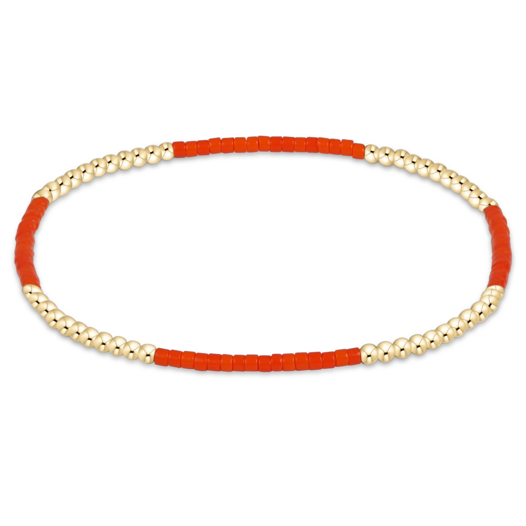Gameday Hope Blissful Bracelet with alternating red seed beads and 14kt gold-filled beads.