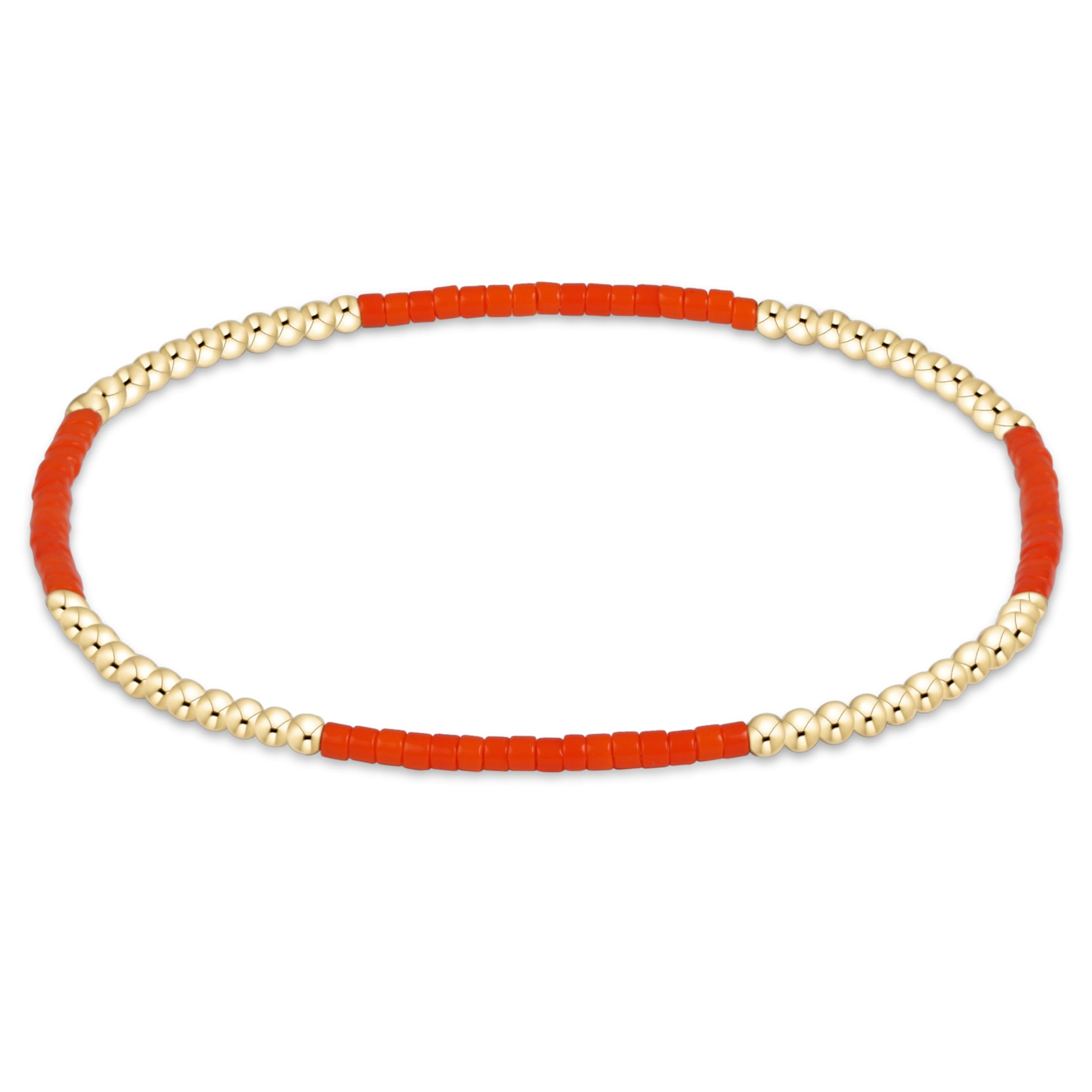Gameday Hope Blissful Bracelet with alternating red seed beads and 14kt gold-filled beads.