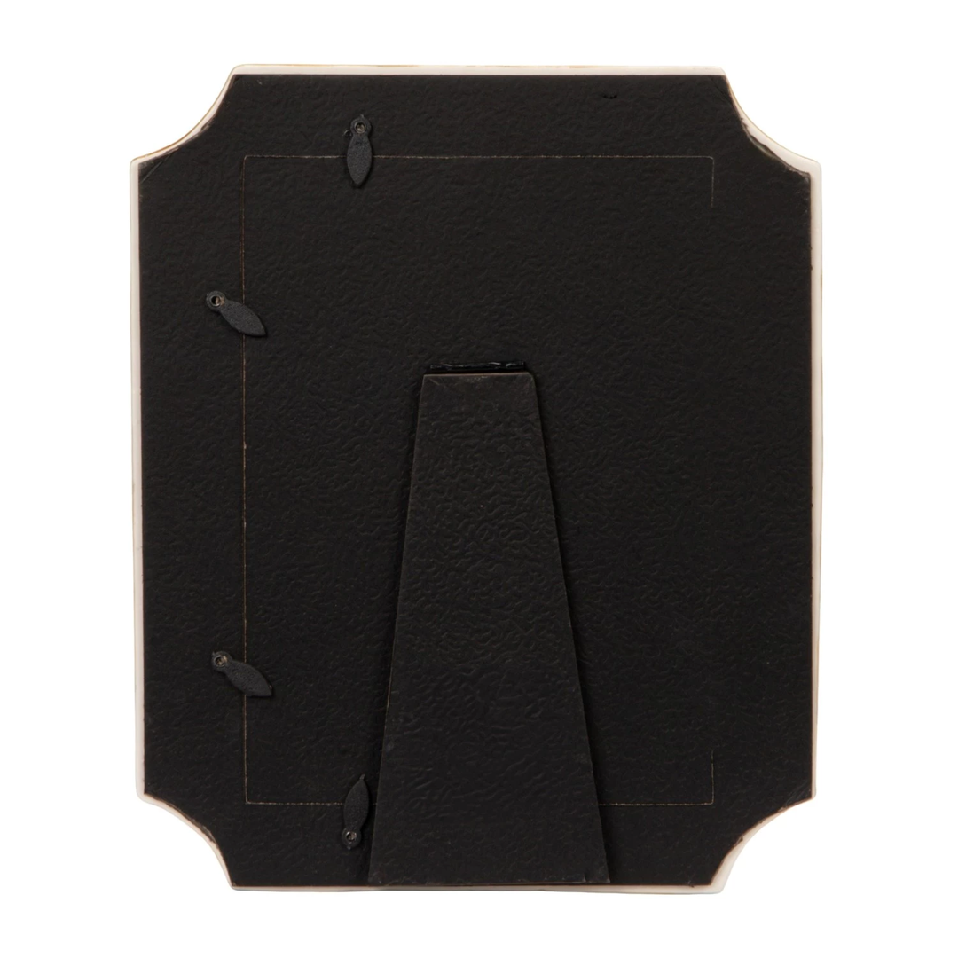 Hand-Painted Stoneware Photo Frame with Bamboo Style Edge