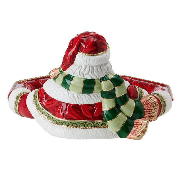 Telluride Santa serving bowl in red with white snowflake pattern