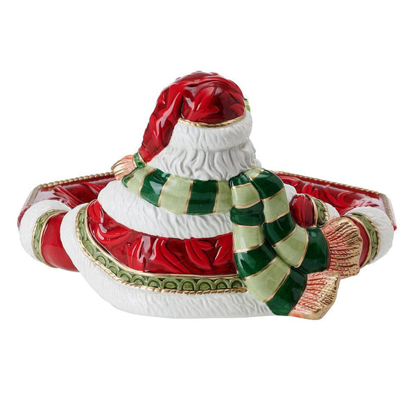 Telluride Santa serving bowl in red with white snowflake pattern