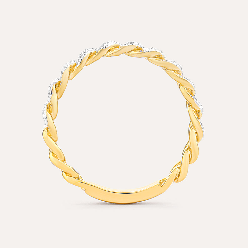 Mini Link Stackable Ring in 14k gold plated sterling silver with diamond accents.