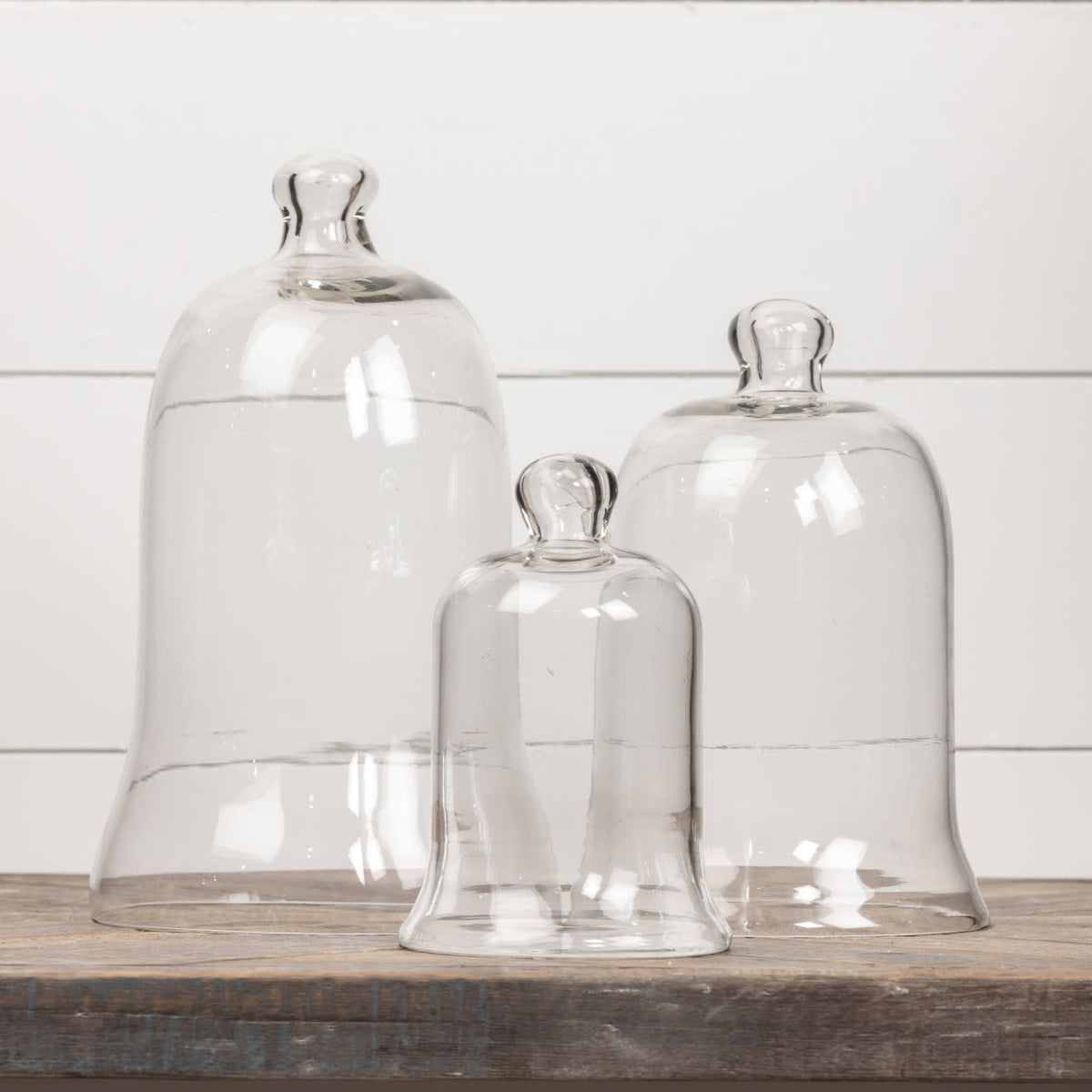 7.5-inch clear glass cloche dome with a circular shape.