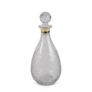 Medium glass decanter with gold rim trim