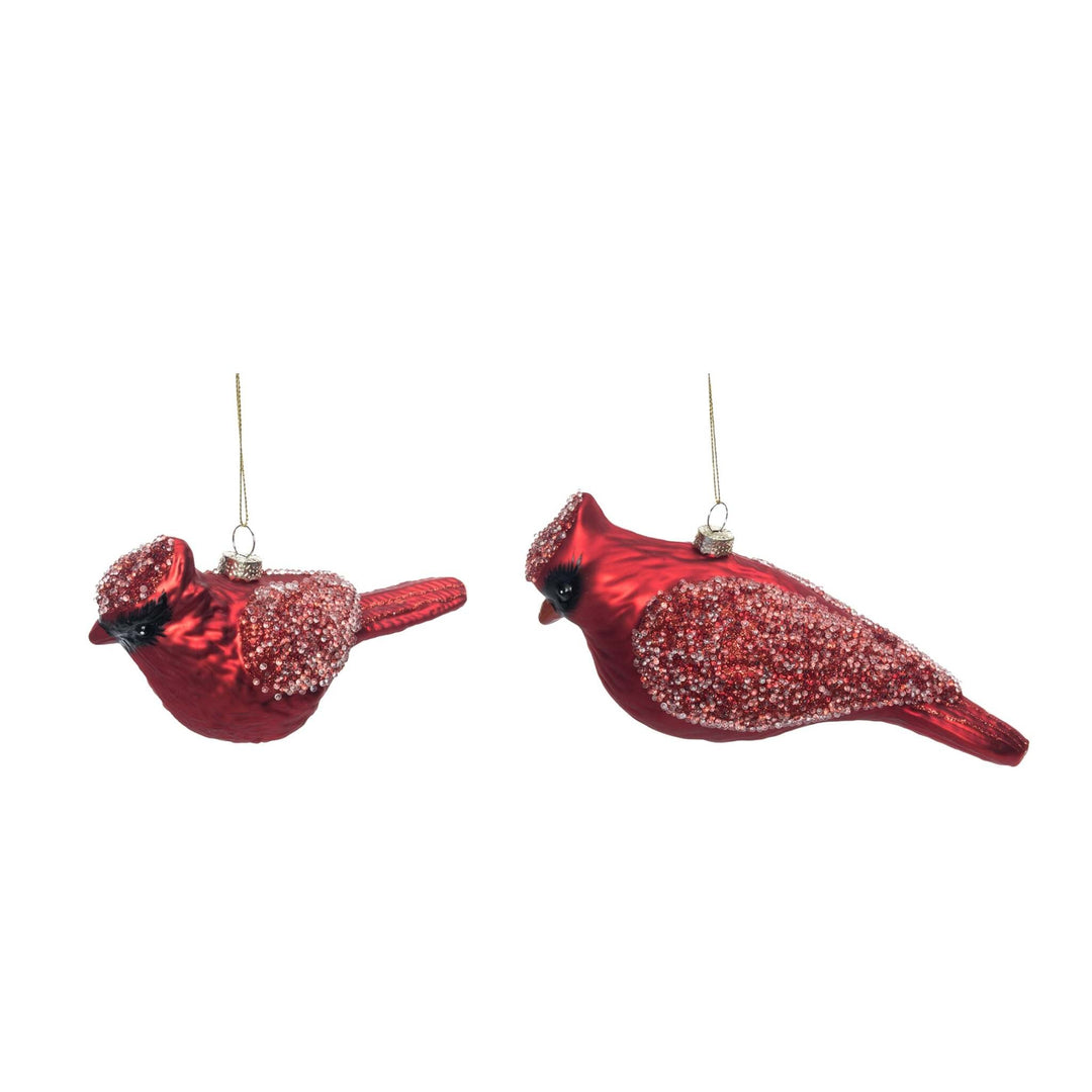 Glass Glitter Cardinal Ornament - Sold Individually