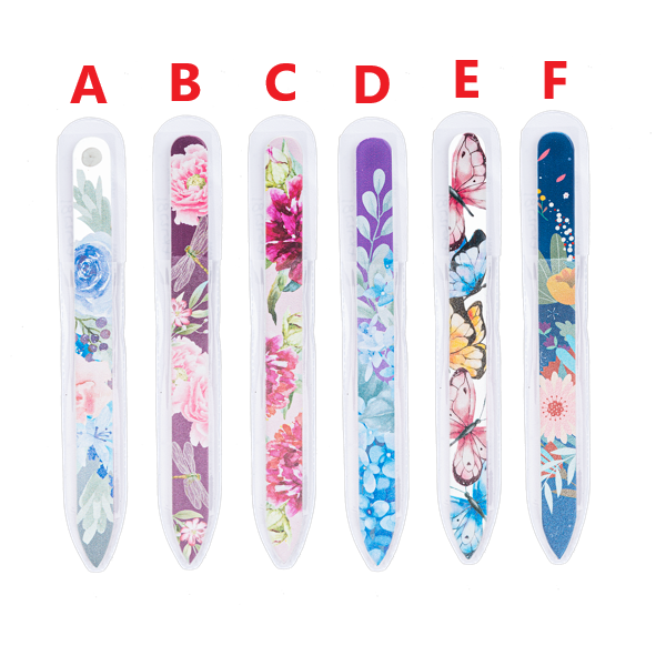 Sleek glass nail file with a smooth surface designed for precise shaping.