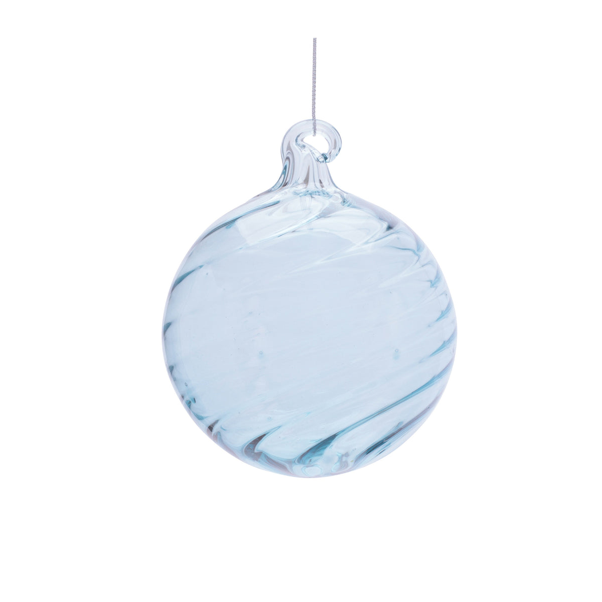 Round glass ornament with a smooth spherical shape.