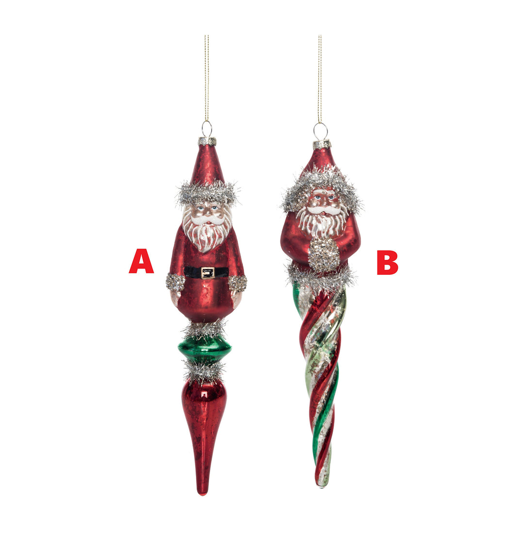 Glass Shimmer Santa Drop Ornament