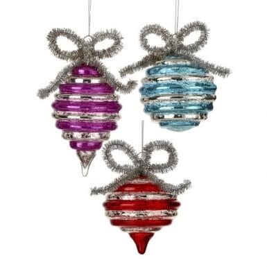 Glass stripe ornament with a sleek striped pattern on a clear background