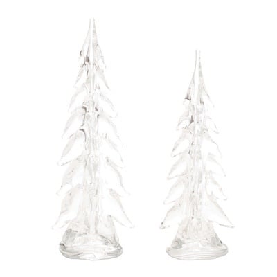 Glass tree sculpture with a natural branch-like silhouette made of clear glass material.