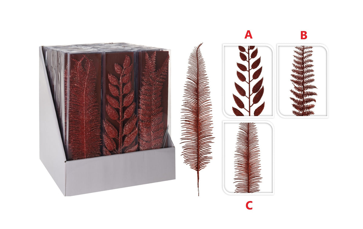 Red glitter branch decoration with shimmering texture