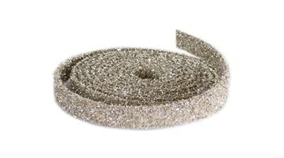 Champagne glitter rope ribbon with wired edges for crafting wreaths.