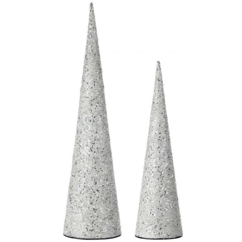 Silver glitter cone tree with beads in Gatsby style