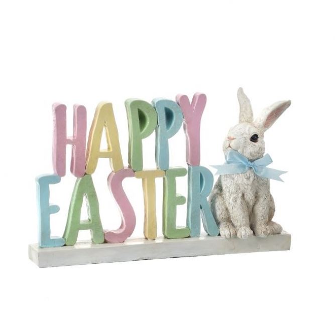 10.5" Resin "Happy Easter" With Bunny