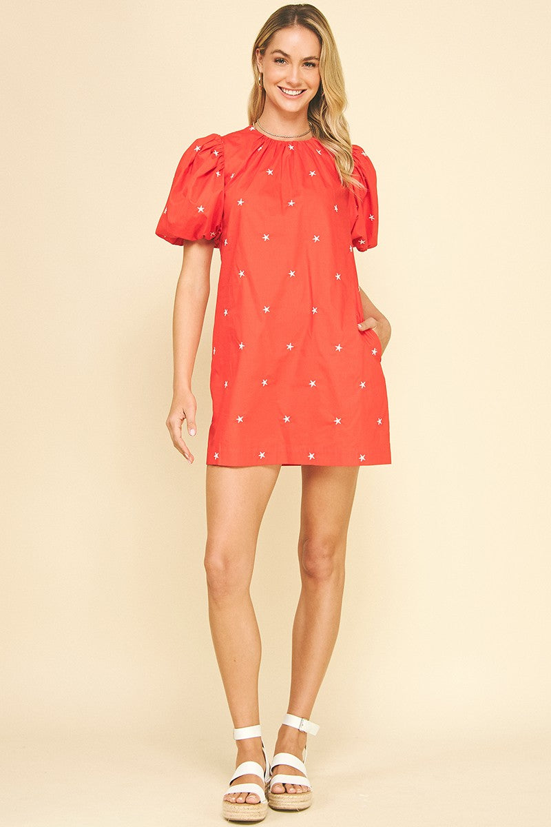 Miggy Star Embroidered Mini Dress