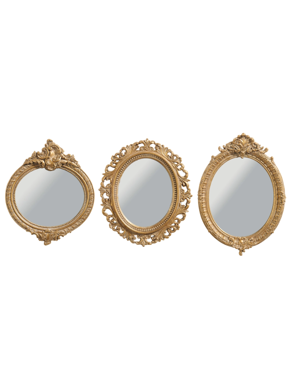 Vintage gold mirror with scrolled lace frame in natural stone powder finish