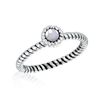 Stack ring in polished silver metal with a smooth band profile.