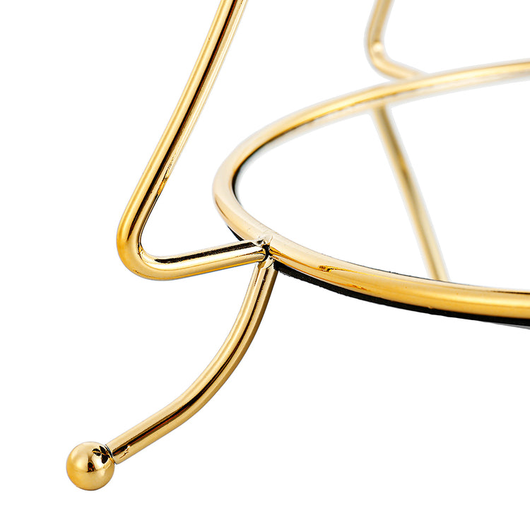 Gold tiered tree-shaped accessory with a metallic finish