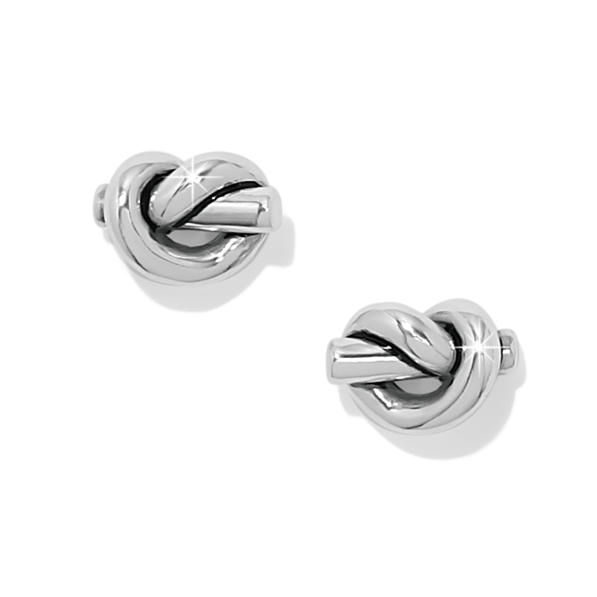 Silver plated post earrings with a single knot disc back