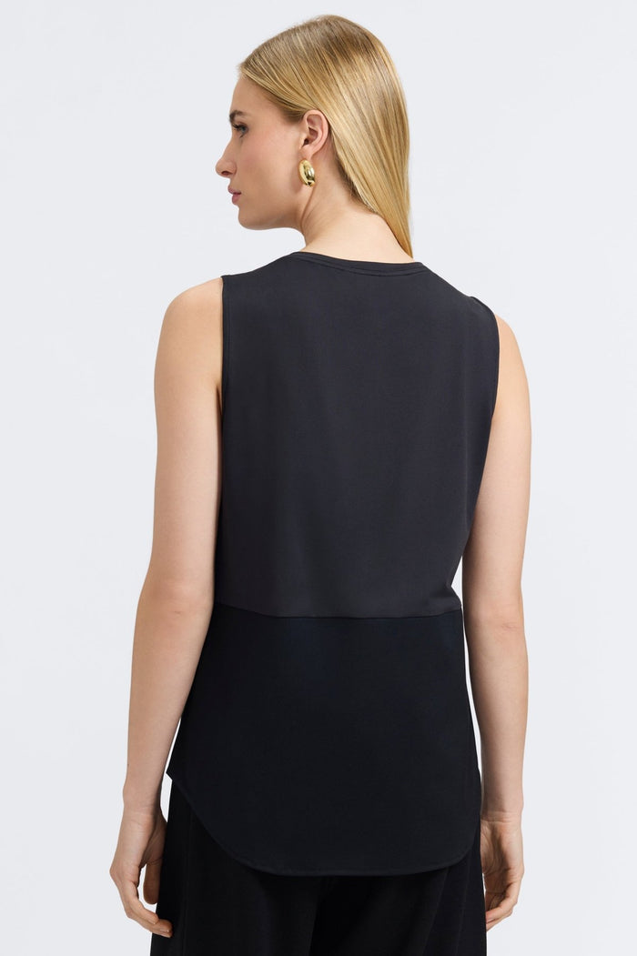 Jesse Knit-Woven Crew Cut Sleeveless Layering Tank