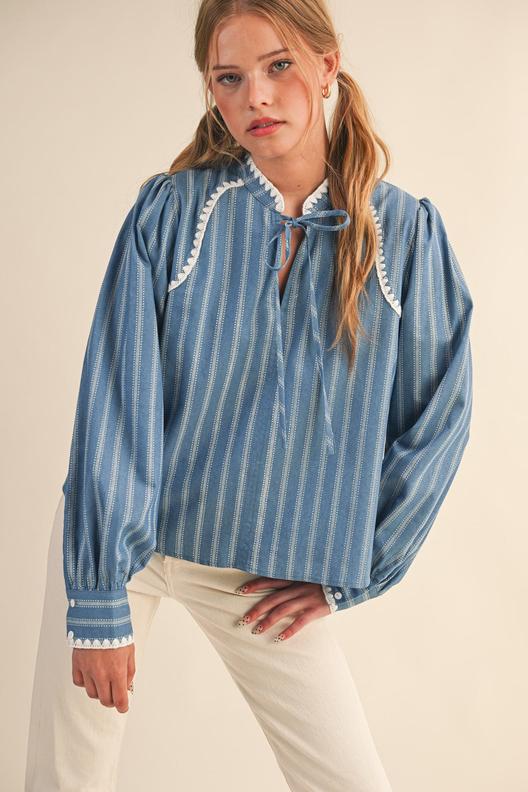 Nikka Striped Puff Sleeve Top