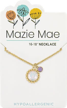 Gold beaded necklace featuring a white opal centerpiece with mini tanzanite accents