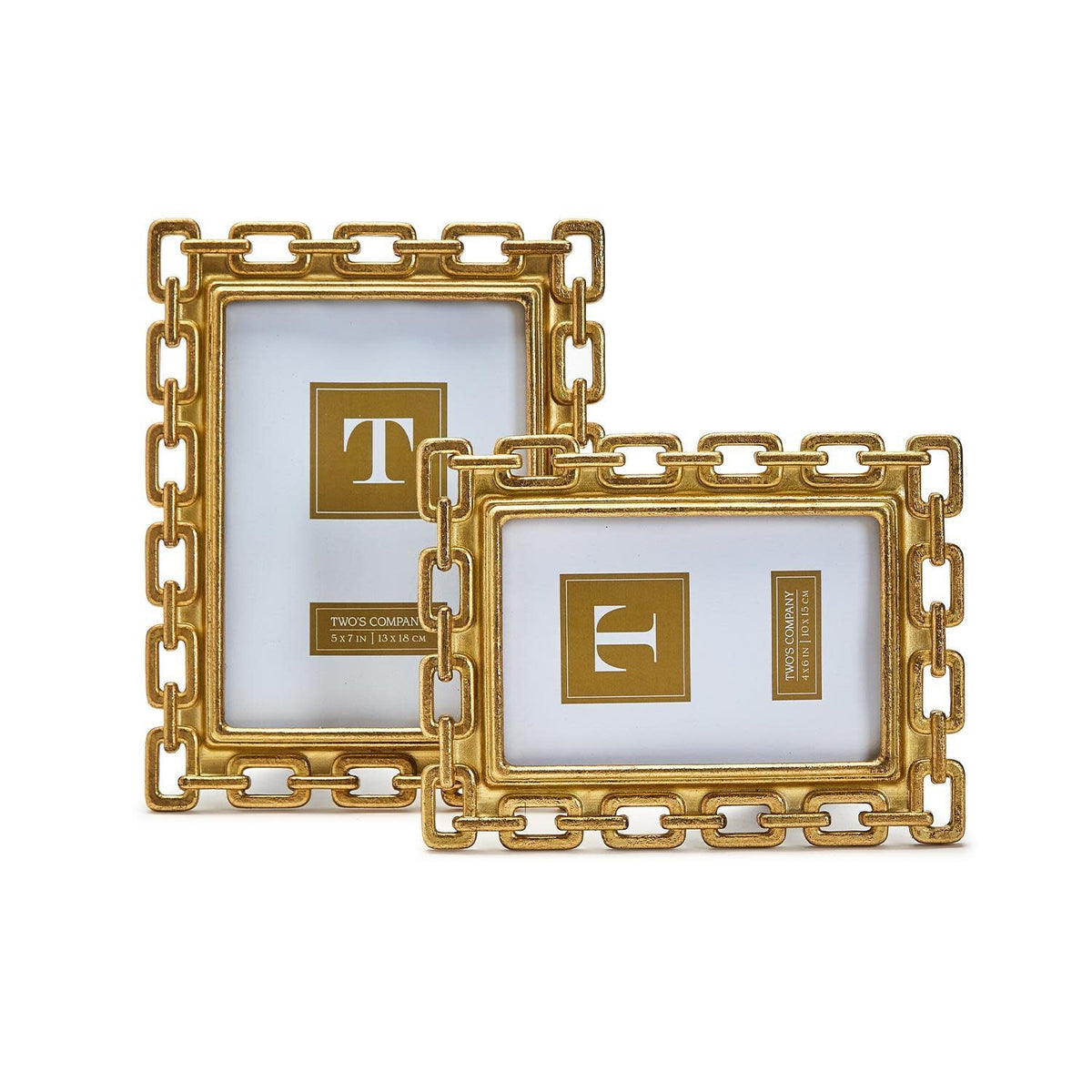 Gold resin photo frame with intricate chain detailing and velvet backing