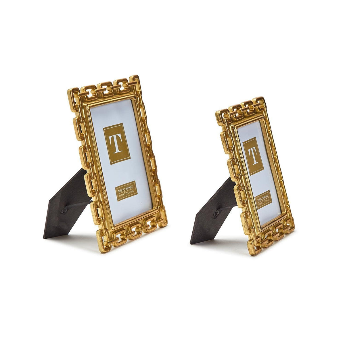 Gold resin photo frame with intricate chain detailing and soft velvet backing