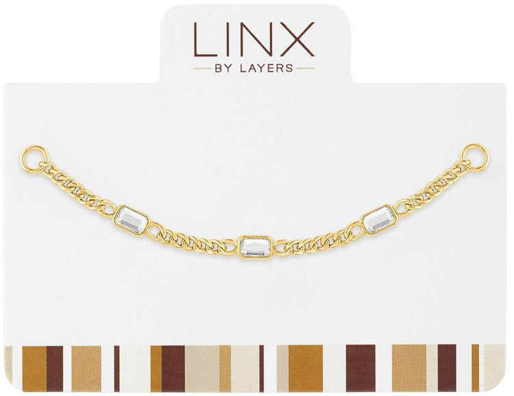 Gold chunky chain solitaire LINX add-on featuring a single crystal on a bold link design.