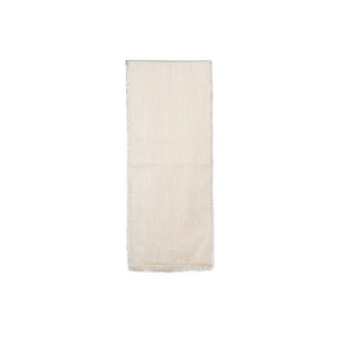 Gold Ivory cotton table runner with shimmer finish and fringed edges