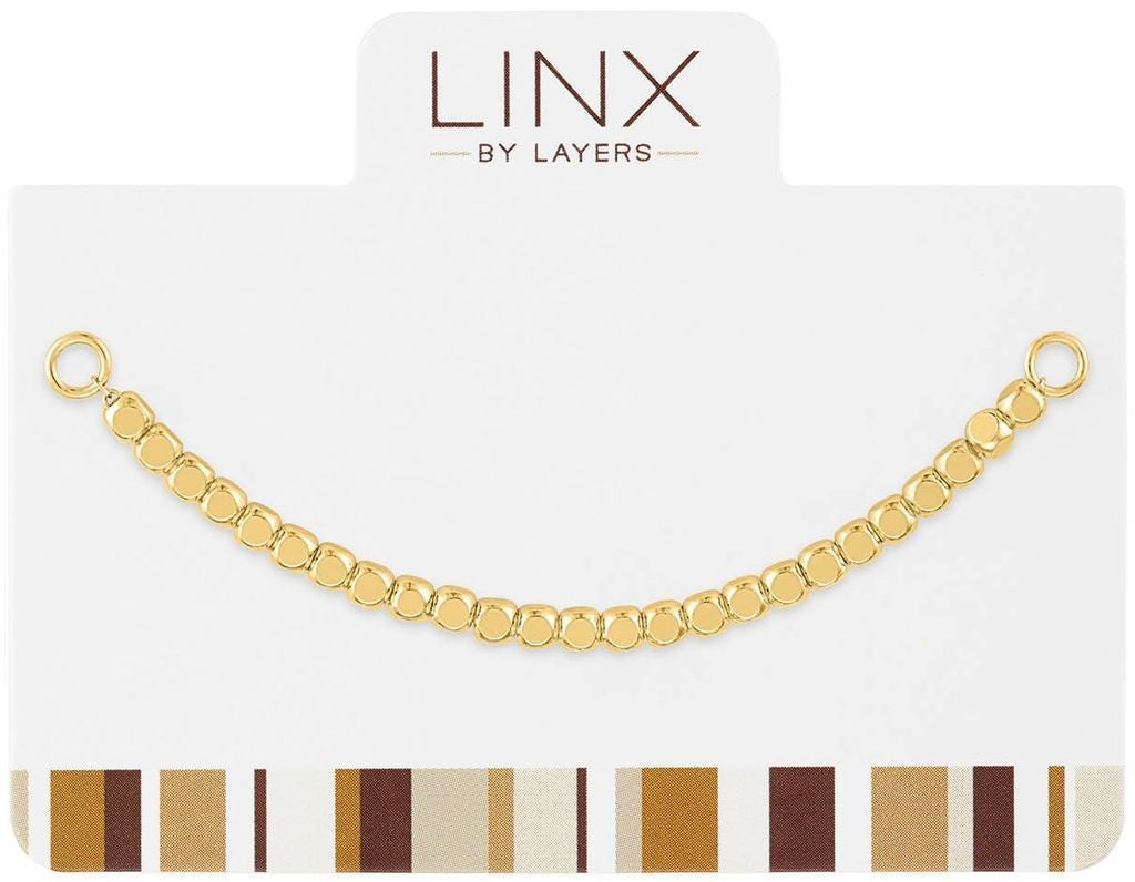 Gold cube beaded LINX add-on bracelet featuring geometric gold beads with a modern silhouette.