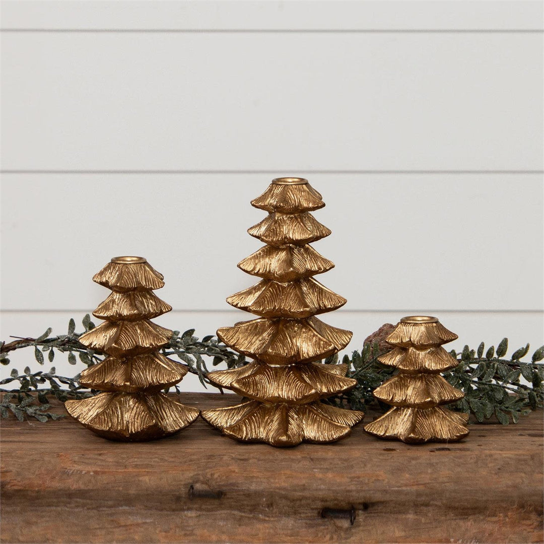 Gold Finish Christmas Tree Candle Holder