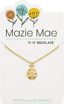 Gold ladybug pendant necklace with adjustable chain