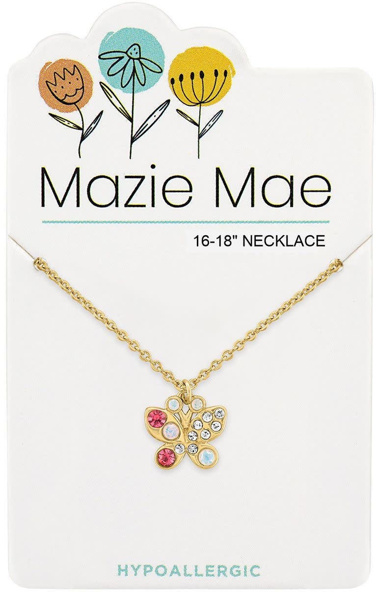 Gold Mazie Mae necklace featuring a delicate chain with a secure clasp closure.
