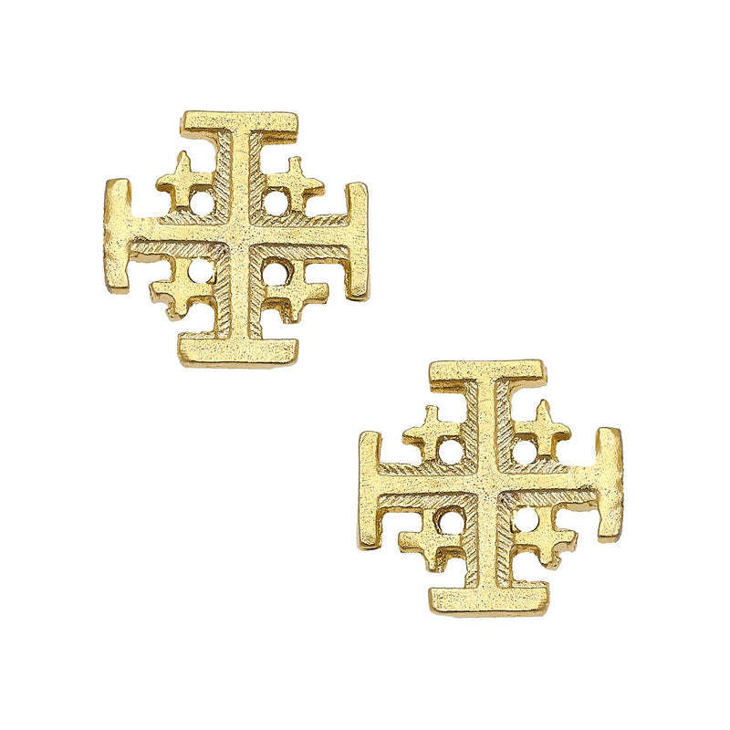 Triple-plated gold multi-cross stud earring with post back