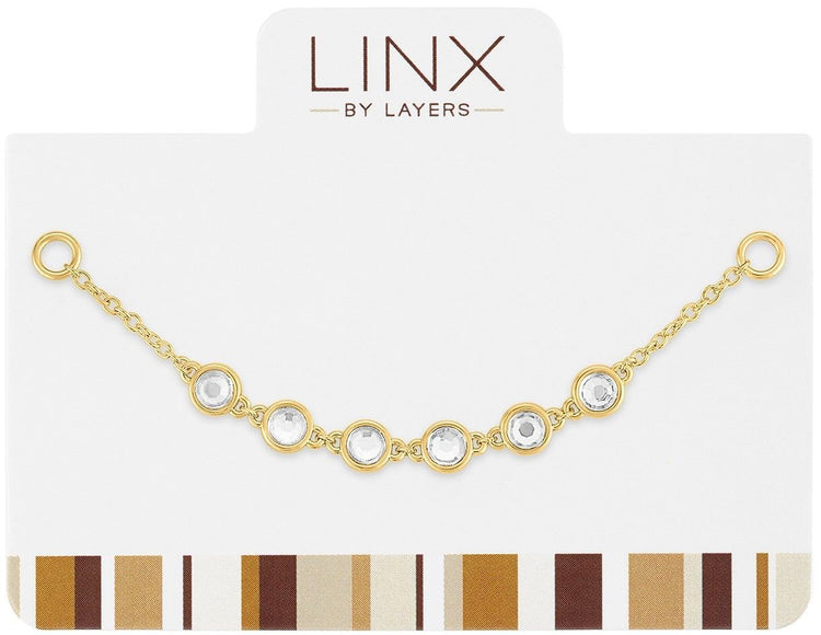 Gold LINX bracelet add-on featuring multi-colored sparkling crystals