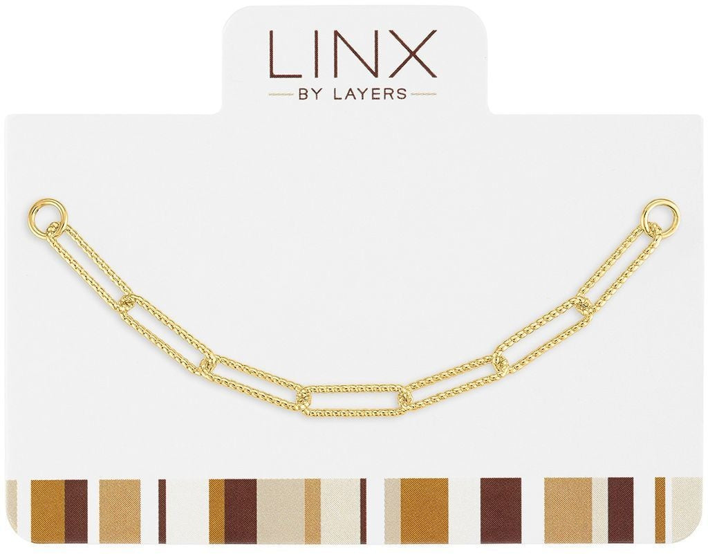 Gold ribbed paperclip LINX add-on link with textured detailing