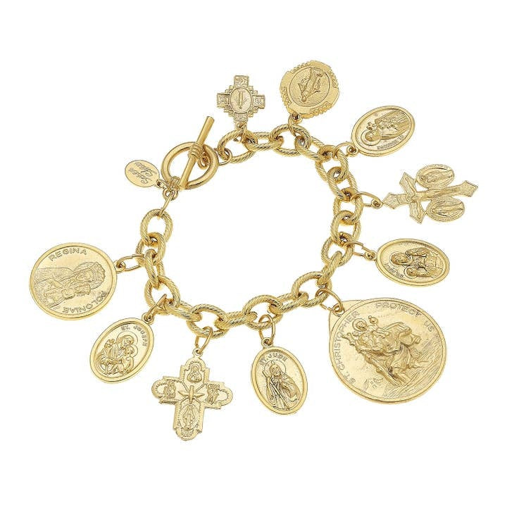 Gold Saints Charm Bracelet