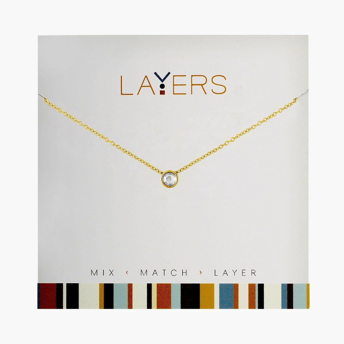 Gold single crystal layered necklace with mixed chain lengths