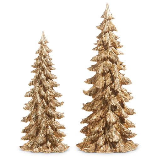 Gold resin Christmas tree decoration with a natural branch silhouette.