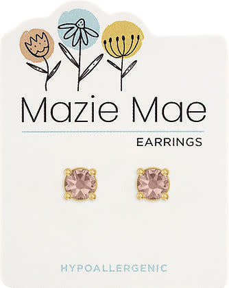 Gold vintage rose solitaire stud earring with classic floral petal design