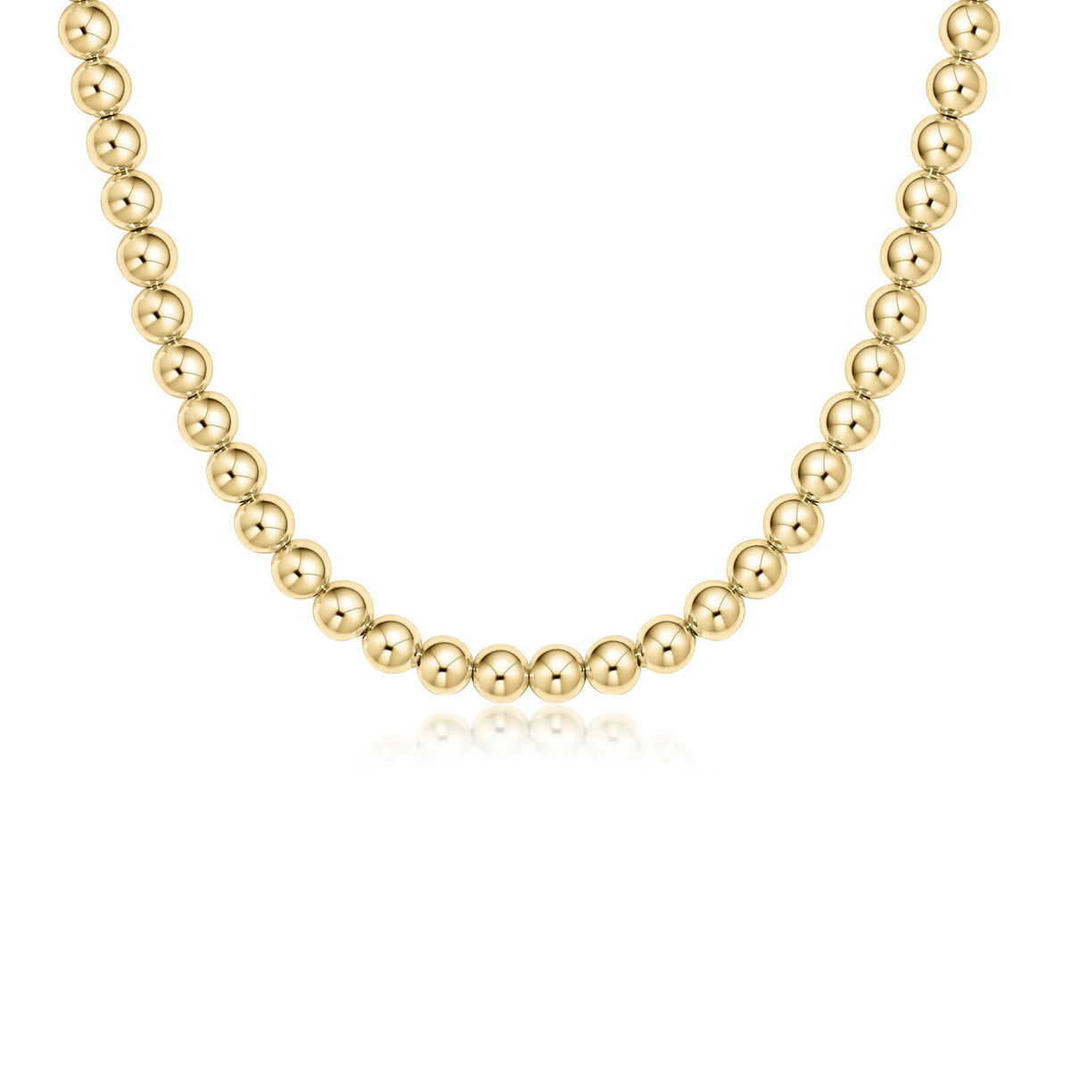 Classic gold-filled choker necklace featuring a continuous strand of round 6mm beads on a 15-inch chain.