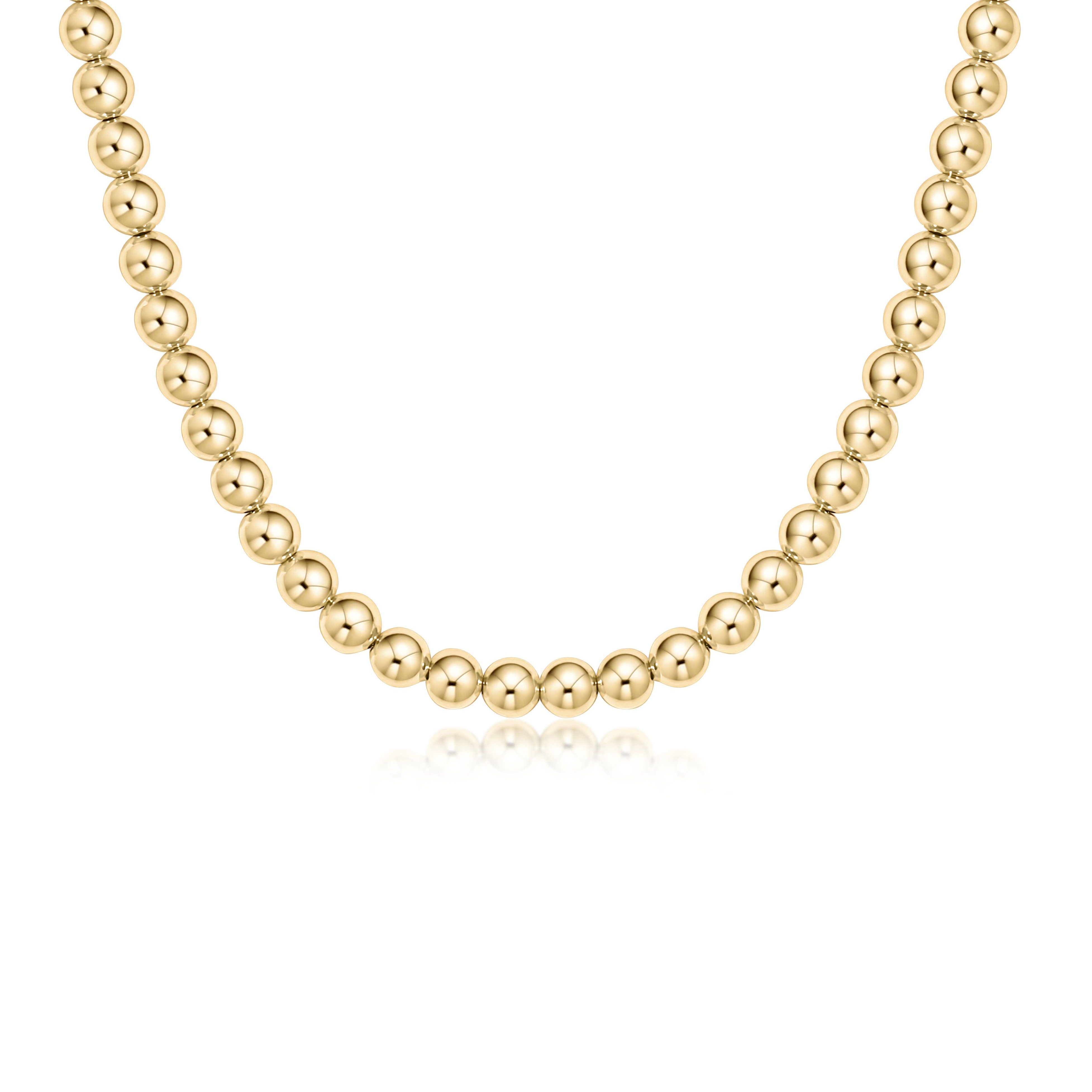 Classic gold-filled choker necklace featuring a continuous strand of round 6mm beads on a 15-inch chain.