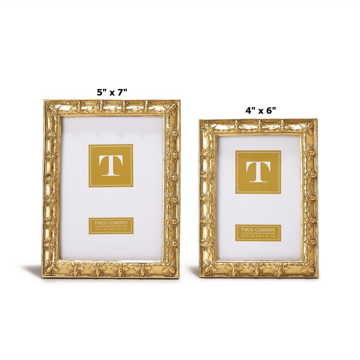 Golden Napoleon Bee photo frame with gold leaf finish featuring an antique regal design