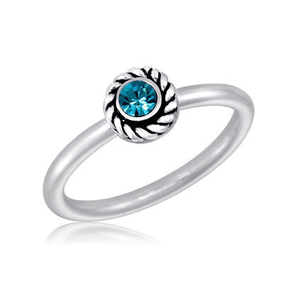 Blue round plain stack ring with a sleek modern silhouette.